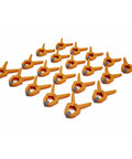 Mini 1 Inch Spring Clamp Set Of 20 Durable Polymer Clamps For Tight Spaces With Pivoting Pads arranged on white background