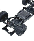 Rugged 1/12 Scale RC Car Chassis Frame Upgrade Kit For MN82 LC79 showing precision machined rails and black wheels underside view