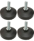 Heavy Duty M8 Thread Leveling Feet Lock Down Your Home Gym Setup With Zero Wobbles, steel construction, pack of four with rubber bottoms.