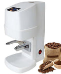 Boss Level Pro Cordless Electric Coffee Tamper boasts crisp digital display with coffee beans on the side, ideal for espresso.