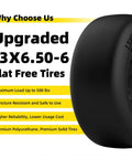 Heavy Duty 13x6.50-6 Flat Free Lawn Mower Tires And Wheels Set For Zero Turn Mowers Built To Last 500 Lb Load Universal Bearings