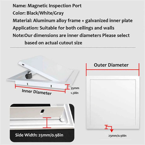 Top Shelf Heavy Duty Aluminum Access Panel Door For Drywall And Ceiling, Recessed Plumbing Cover With Push To Open Hatch, Built Ridiculously Tough With Zero Sweat Install For Your Next Renovation Black 8X12 Inch - Magnetic Inspection Port open