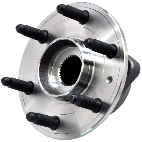 Front Or Rear Wheel Bearing And Hub Assembly With ABS 6 Lug Go To Heavy Duty Replacement For Buick Enclave Chevy Traverse GMC Acadia Saturn Outlook Fits 2008 2017 SUVs Quieter Ride And Smooth Performance, showing front view, visible 6-lug design.