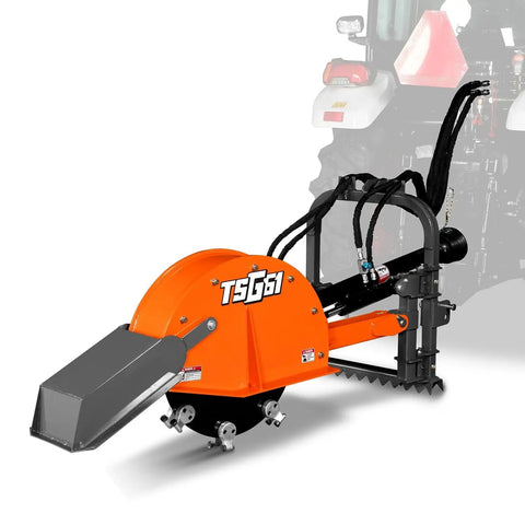 PTO Powered 3 Point Hydraulic Stump Grinder For 35 To 60 HP Tractors With 24 Inch Cutting Wheel And 16 Carbide Teeth Model TSG61