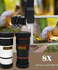 8x High Definition Monocular Telescope For Smartphones With Portable Clip And Easy Focusing Cleaning Cloth Included Ideal For Bird Watching Hunting Camping Hiking And Outdoor Adventures, black