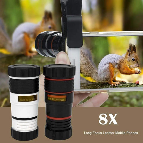 8x High Definition Monocular Telescope For Smartphones With Portable Clip And Easy Focusing Cleaning Cloth Included Ideal For Bird Watching Hunting Camping Hiking And Outdoor Adventures, black