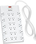 Heavy Duty 22 Outlet Power Strip Surge Protector With Flat Plug 2100 Joules 1875 Watts 15 Amps Six And A Half Foot Extension Cord