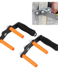 Heavy Duty Drywall Carrier Two Piece Set Steel Panel Lifter Clamps Grabs Tight Bad Boy Moves Plywood Tile And Glass Like A Dream Portable Essential Site Tool with orange grips.