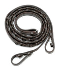 Premium Havana Leather Laced Reins for Horses Non Slip Adjustable Hand Laced Grip Ride Ready Riding Training Dressage Equestrian Tack Hook and Stud Bit Ends