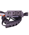 In-Cabinet Drawer Outlet Kit with Dual 15A AC Outlets and USB Ports Coiled Cord