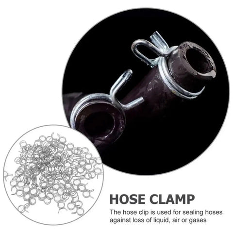 10 Pcs Adjustable 5mm To 30mm Spring Clamps For Fuel Lines Water Pipes Hose Tubing Steel Pipe Clamps Kit With Elastic Sealing Buckles That Are Totally Solid And Super Durable For Any DIY Project Or Auto Repair Job You Got Going On close-up on hose