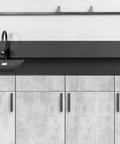 Black 5 Inch Square Cabinet Pulls 60 Pack Stainless Steel Kitchen Drawer Handles on modern cupboards in kitchen setting