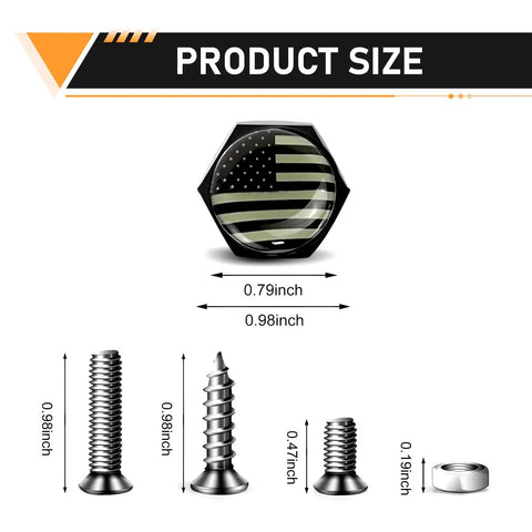 4 Piece Patriotic American Flag License Plate Bolt Kit With Hex Nuts Anti Rust Theft Resistant Frame Fasteners