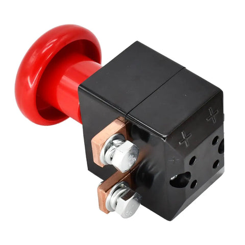 Red Mushroom Head Emergency Stop Switch ED250B-1 ZJK-250 For 96V 250A Albright Electric Stacker Forklift Pallet Truck E-Stop Push Button Replacement Part close-up view