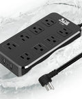 All Weather Outdoor Power Strip With 8 Outlets And 3 USB Ports IPX6 Waterproof Surge Protector For Garden And Patio 6Ft Flat Plug Fireproof ABS
