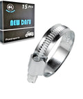 Front view of New DAFU 15-pack stainless steel hose clamp for 5/9 in to 1-1/10 in hoses, worm-gear drive.
