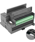 Rugged 32 Bit PLC Controller With 16 Digital Inputs And 16 Transistor Outputs, featuring green connector ports and close-up detail.