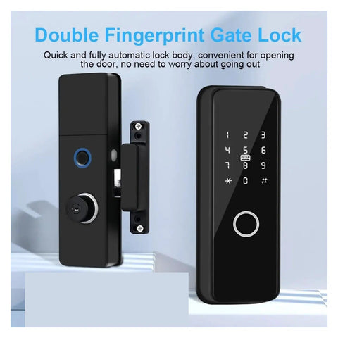 Top Shelf Smart Deadbolt Lock With Fingerprint And Phone App Control IC Card Keyless Entry Zero Hassle Setup Weather Shielded Aluminum Alloy Exterior Security Hardware side view with keypad and fingerprint scanner
