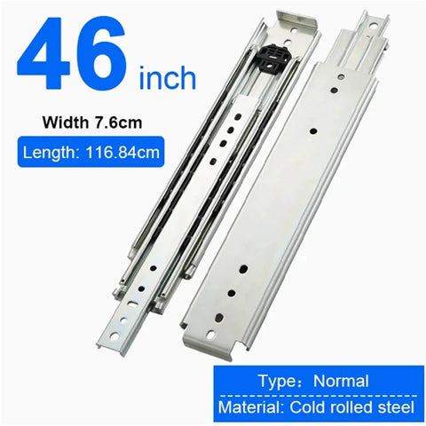 Beefy Heavy Duty Drawer Slides With Full Extension Ball Bearing System For Cabinets, 46 inch, cold rolled steel