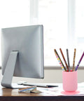 Silicone Pen Holder With Suction Cup Pink Desk Organizer For Pens And Makeup Brushes Multipurpose Storage Tray on desk