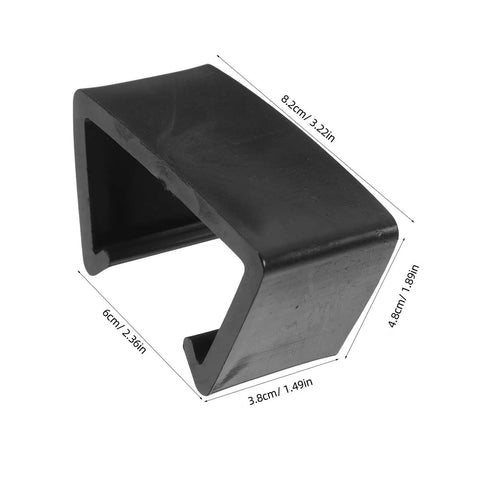 Four Pack Outdoor Furniture Clips For Woven Sectionals, Black Adjustable Sofa Connectors side view showing dimensions.