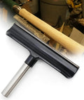6 Inch Lathe Tool Rest with 5/8 Inch Post, shown with wooden lathe tool, stainless steel for mini and midi lathes, rust resistant.