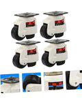 Heavy Duty Transport Casters With Adjustable Feet For Workbenches And Machinery, 4 white swivel casters with black wheels
