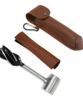 Handy Auger Wood Drill For Camping And Bushcraft with leather sheath, durable hardened steel bit for outdoor projects