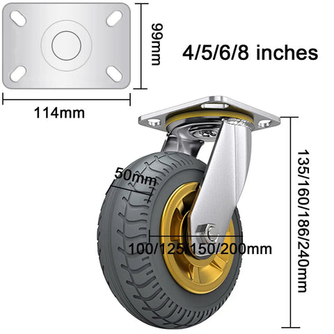 Heavy Duty Industrial Caster Wheels With Top Plate Swivel And Brakes For Carts Workbenches And Furniture Rolling Plate Casters