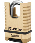 ProSeries Shrouded Brass Resettable Four Digit Padlock With Large Glove Friendly Dials Two And A Quarter Inch Wide