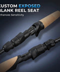 Travel Ready 4 Piece Spinning And Casting Fishing Rods With Twin Tip featuring custom exposed blank reel seat for enhanced sensitivity.