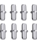 Slick Nickel Plated 5mm Shelf Pegs 50 Pack tight fit cabinet support pins aligned on a white background for storage use.