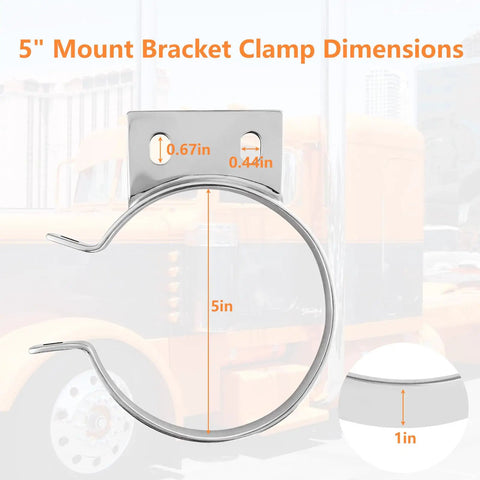 5 Inch Exhaust Stack Mounting Bracket Kit For Peterbilt 379 359 1987 1993 Heavy duty silver bracket dimensions diagram