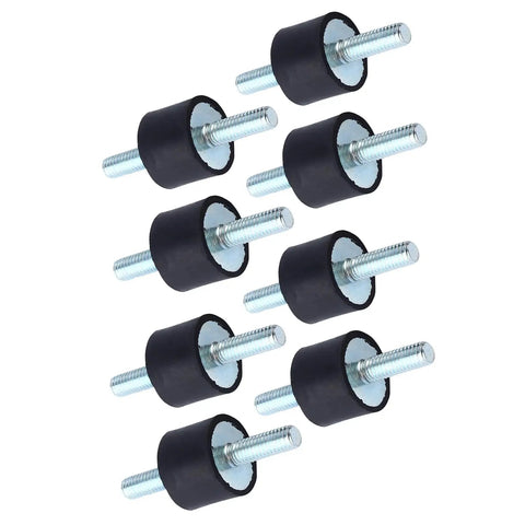 M6 Rubber Mounts 20x15 Anti Vibration Isolators, 8 Pack for Damping in Air Compressors, Engines, Water Pumps and Other Equipment Made of Metal and Rubber, shown in eight-pack