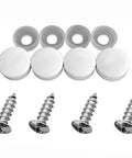 Set Of 4 Stainless Steel License Plate Fasteners Kit For Cars Trucks SUVs And Vans, Rustproof Self Tapping Bolts M6x20 With White Screw Covers