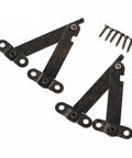 Rotating Concealed Cabinet Hinges 61mm Hidden Door Hardware 2 Pack with screws, black metal, visible from the top angle.
