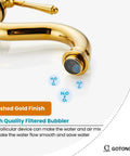 Vessel Sink Faucet With 360 Degree Swivel Spout, Single Handle No-Fuss Tall Bathroom Mixer Tap For 1-Hole Lavatory, Polished Gold Finish.