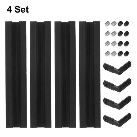 4 Pack V Slot 2020 Aluminum Extrusion Profile 100mm By 20mm Anodized Black European Standard, connectors, angle brackets included
