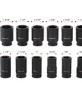 Sick 12 Piece 3/4 Inch Hex Impact Socket Kit, 3 Inches Long Rugged Design With Rust Proof Coating For Heavy Torque Jobs Plus Storage Case, Perfect For Tough Garage Work, 12 black CR-MO sockets
