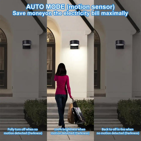 Motion Sensor Smart Outdoor Wall Lights Aluminum Waterproof LED Porch Lighting For Front Porch And Garage auto brightness