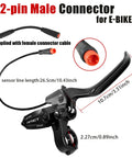 E-bike hydraulic brake lever with 2-pin waterproof connector, black body and red end cap