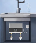 On Demand Tankless Electric Water Heater 4000W 110V Instant Hot Water System mounted under sink with digital display.