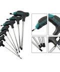 Check Out This Awesome T Type Hex Key Set With 7 Pieces That Make Auto Repair And Furniture Assembly Super Easy And Provide Serious Grip For Stripped Bolts. 7-piece T-handle hex key set, black steel with teal grips