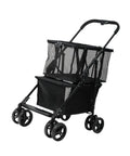 Heavy Duty Folding Utility Cart With Sweet Smooth Glide Swivel Wheels For No Sweat Hauling, black mesh design, suitable for errands and camping.
