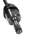 Close-up of Left Front CV Axle Shaft Assembly Built To Crush Potholes With Plug And Play Fitment, showing steel details.