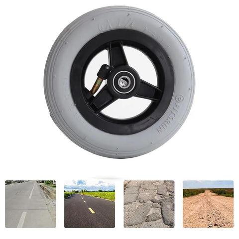 Absolute Game Changer 6 Inch Wheelchair Front Wheel Replacement With Plush Pneumatic Rubber Tires for Manual Chairs, single wheel view.