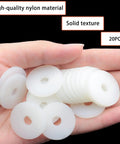 20 Pc Nylon Flat Washers Electrical Components Faucet Repair Kit Heavy Duty Fasteners Non Conductive And Sturdy Hardware For Home Projects shown in hand