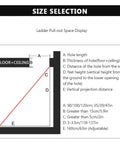 Size selection diagram for Heavy Duty Electric Attic Ceiling Ladder With Telescopic Stairs And Non Slip Folding Steps.