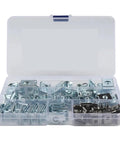 Open plastic organizer with Heavy Duty Stainless Steel U Nuts Assortment Kit M4 M5 M6 M8 With Speed Clips For Chimneys And Auto Fenders Elastic Buckle Design For Firm Mounting Standard Screw Match Broad Vehicle Compatibility
