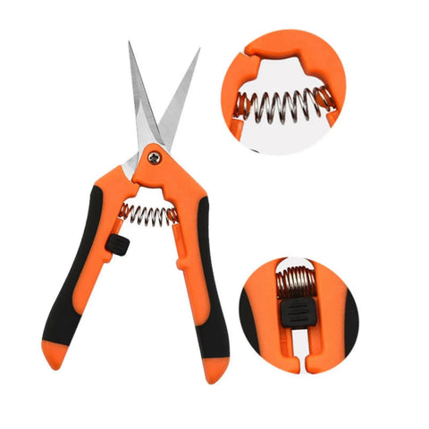 Orange and black Ultra Sharp Pruning Shears For Gardening With Spring Loaded Mechanism Stainless Steel Precision Blades